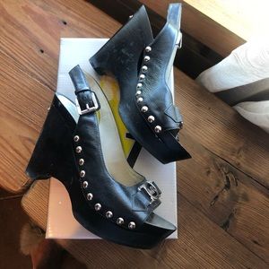 Michael Kors black wedge sling back